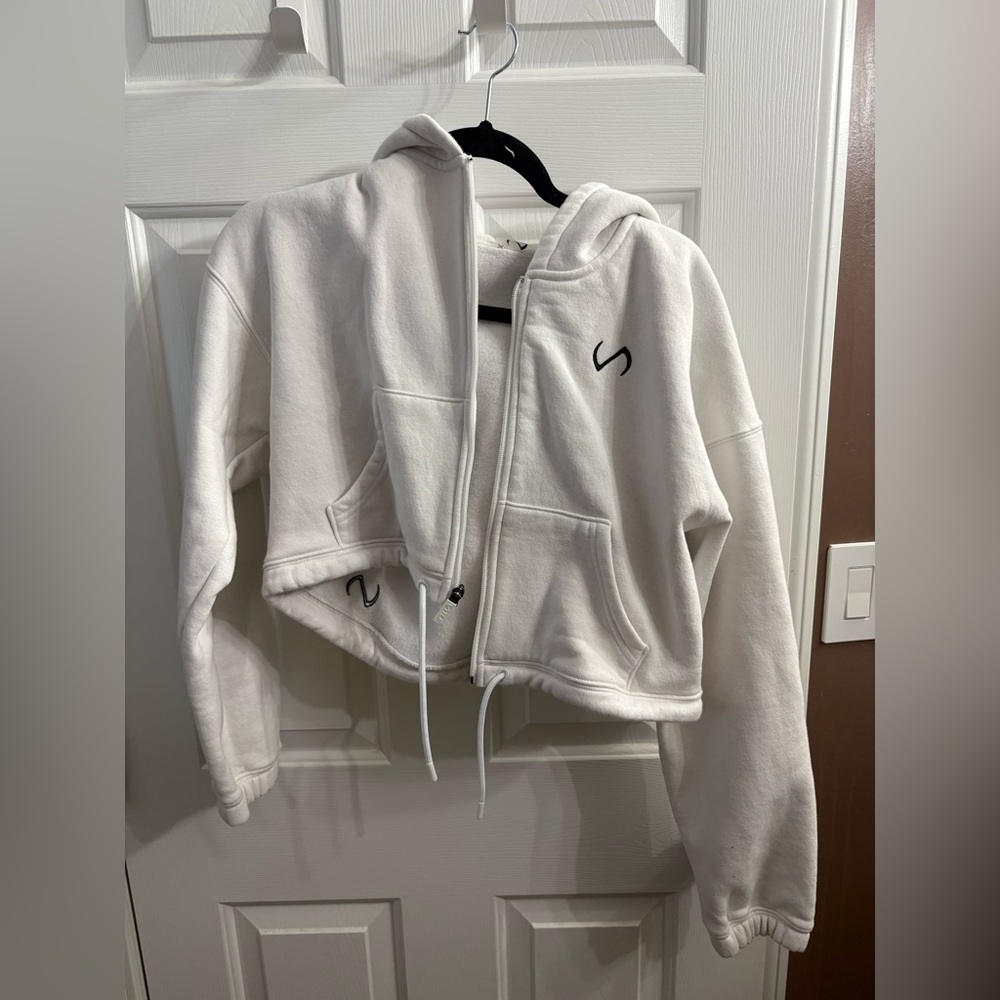 TLF White Cropped Hoodie